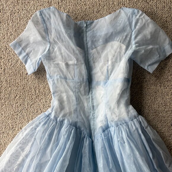 Vintage 1950s Pale Blue Chiffon Prom Dress 💙 Rockabilly Cupcake Party S - Picture 6 of 16